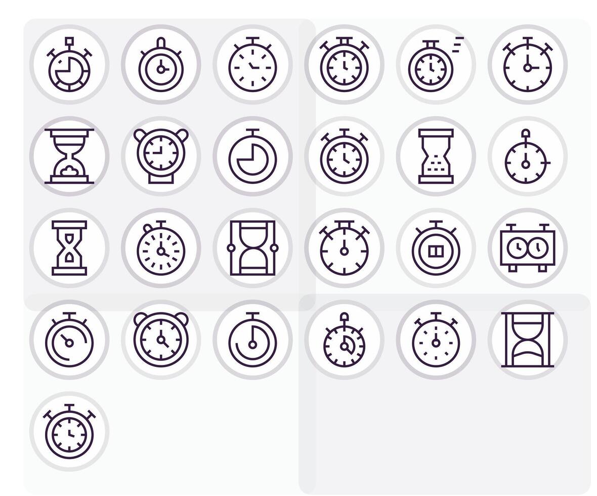 Elapsed Time Ultimate Package with 25 128x128 Regular Line Pixel Optimized Icons vector