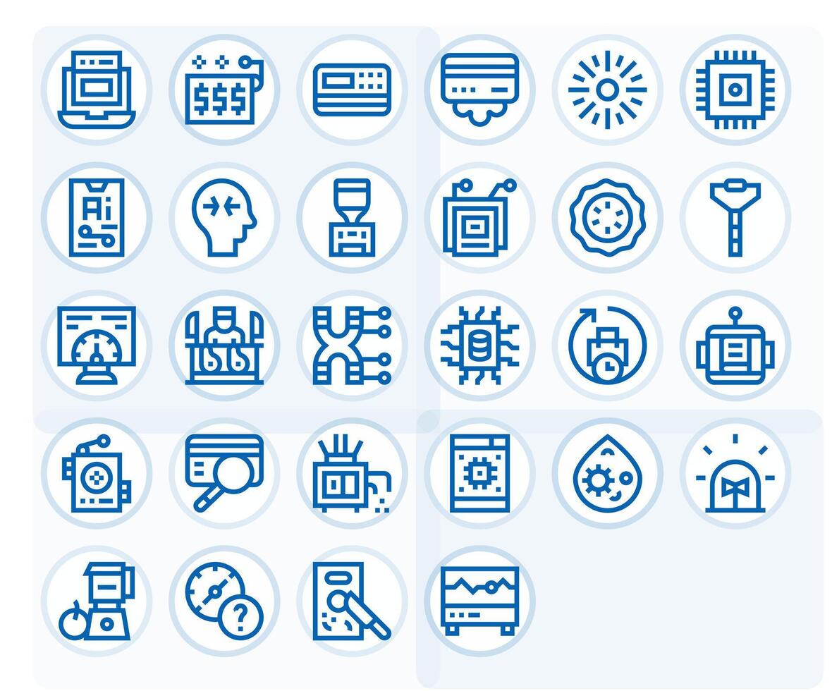 Processing Icon Toolkit featuring 28 Grid Fitted Retina Ready Bold Line elements vector
