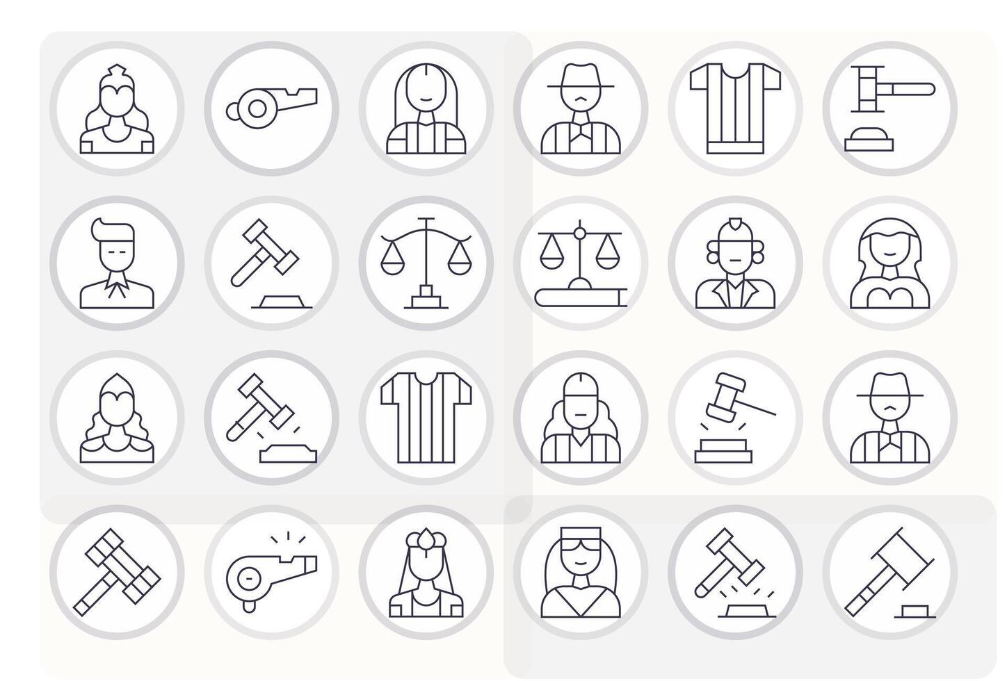 24 Thin Line Editable Designs for Judge High Resolution Icons vector