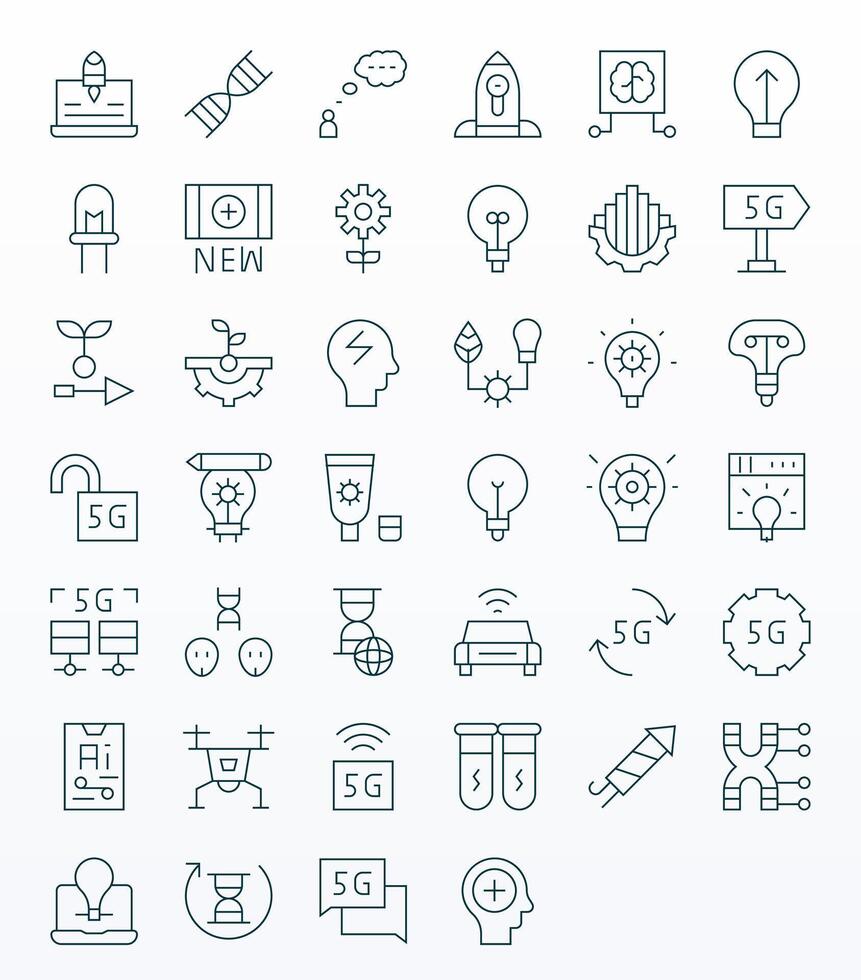 40 Thin Line Icons designed for Innovation in 128x128 Grid Fitted format vector
