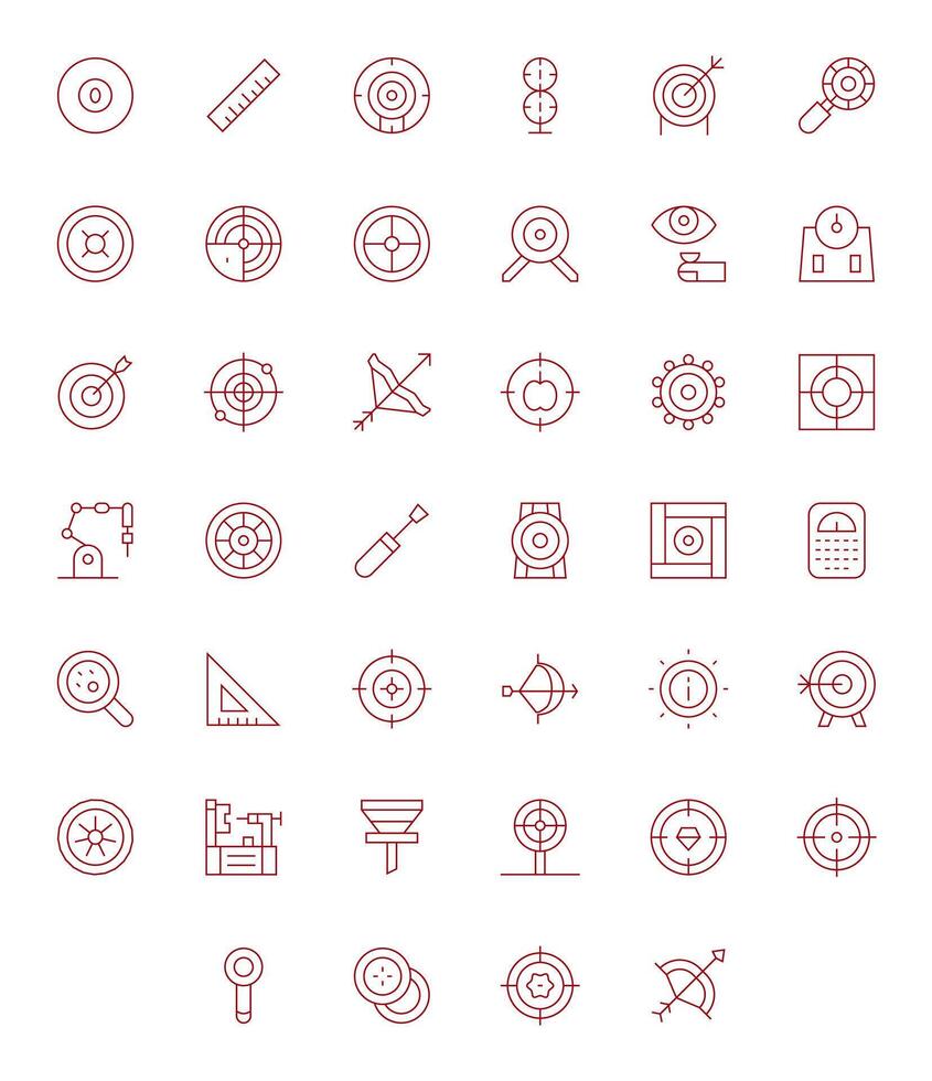 40 Icons for Precision featuring 256x256 Grid Fitted Thin Line Graphics vector