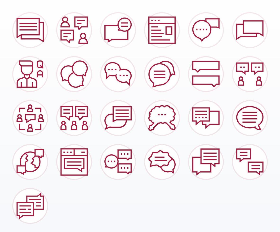 Discussion Board Digital Pack containing 25 Pixel Optimized Regular Line 256x256 Icons vector