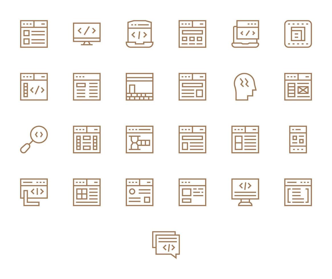 25 píxel alineado regular línea íconos diseñado para css interfaz vector