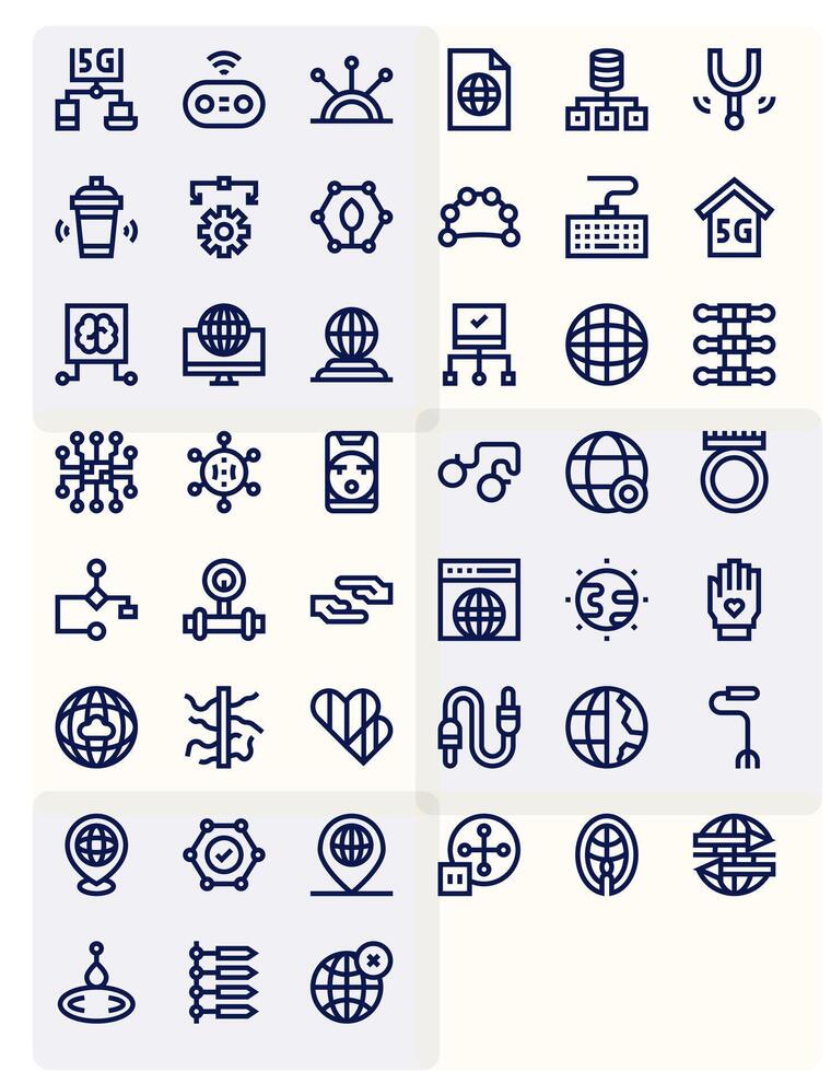 Connection Icon Toolkit featuring 45 Pixel Aligned 128x128 Bold Line elements vector