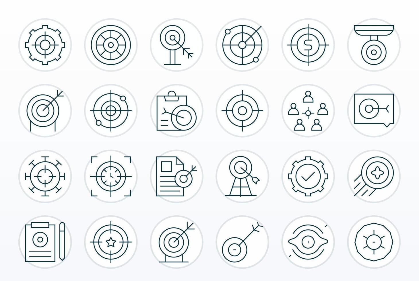 24 Thin Line Icons from Objective in 64x64 Editable Quality vector