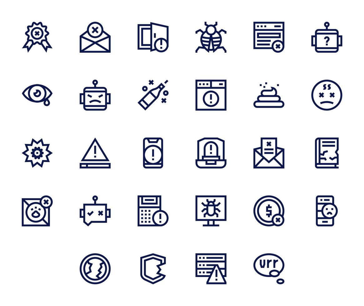 Error Graphics featuring 28 Bold Line Pixel Optimized 256x256 Designs vector