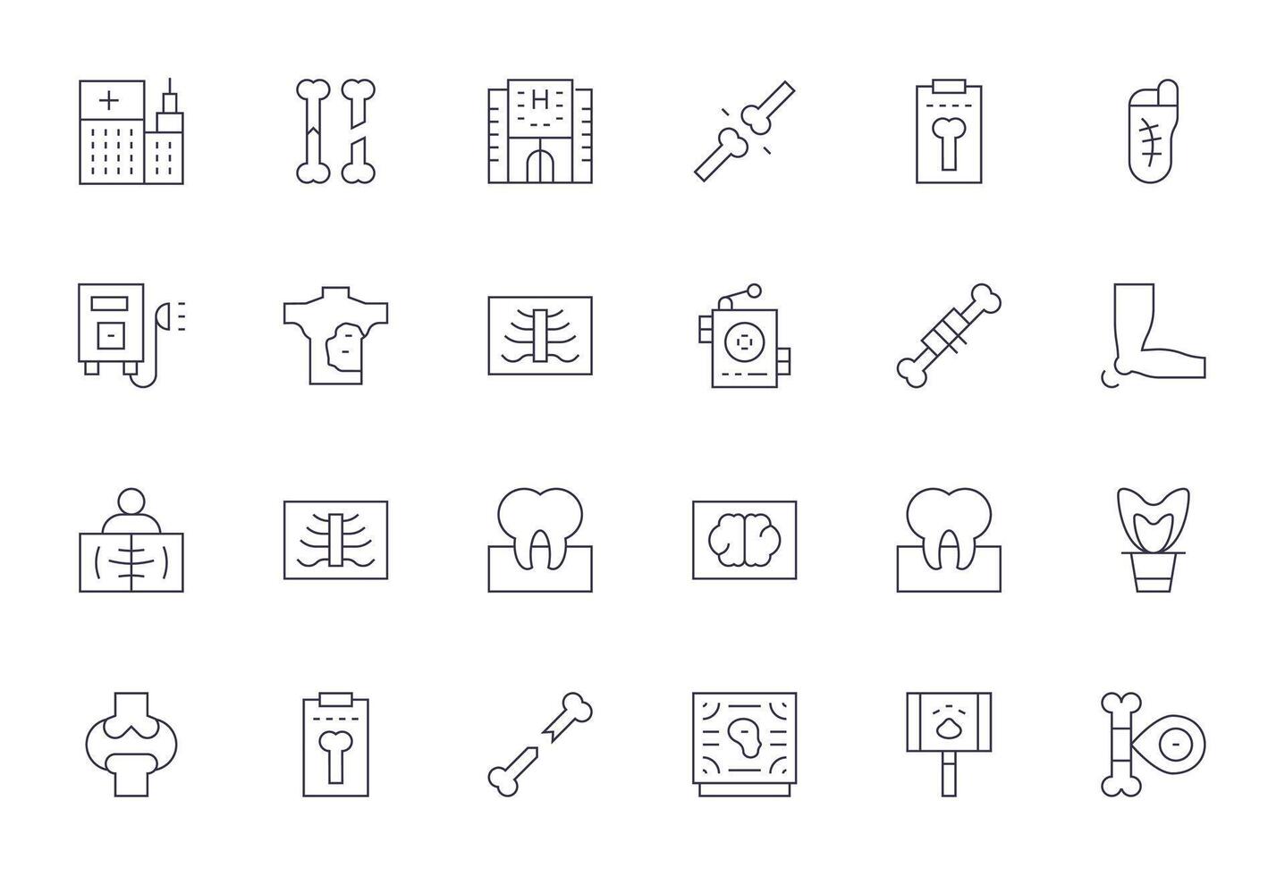 Xray Modern Collection with 24 Thin Line High Resolution Pixel Optimized Icons vector