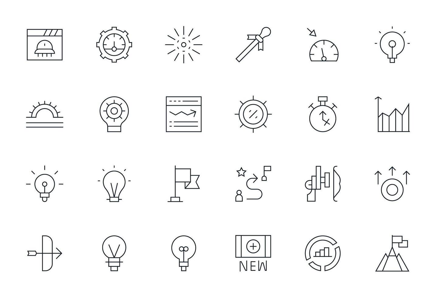Progress Indicator Professional Set with 24 Thin Line Pixel Aligned Retina Ready Icons vector