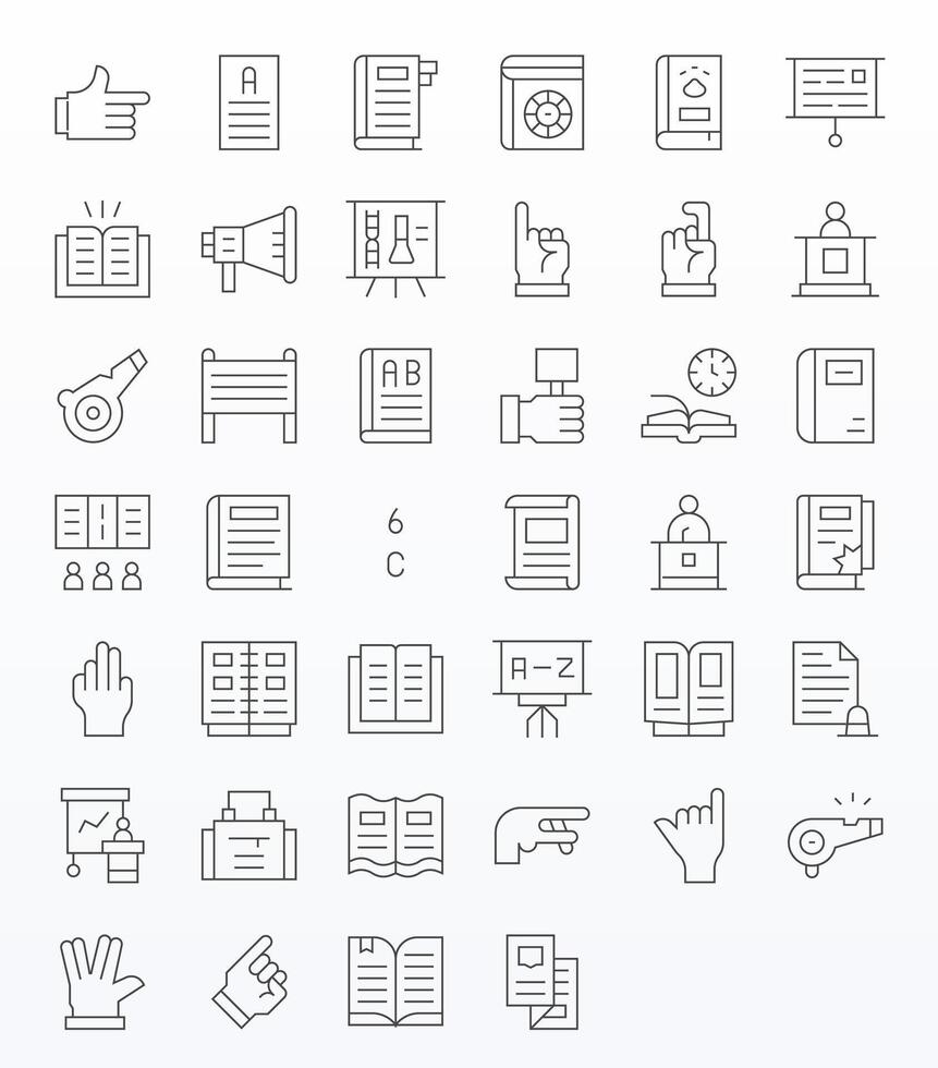 40 Thin Line Display Perfect Icons for Instruction Graphics vector