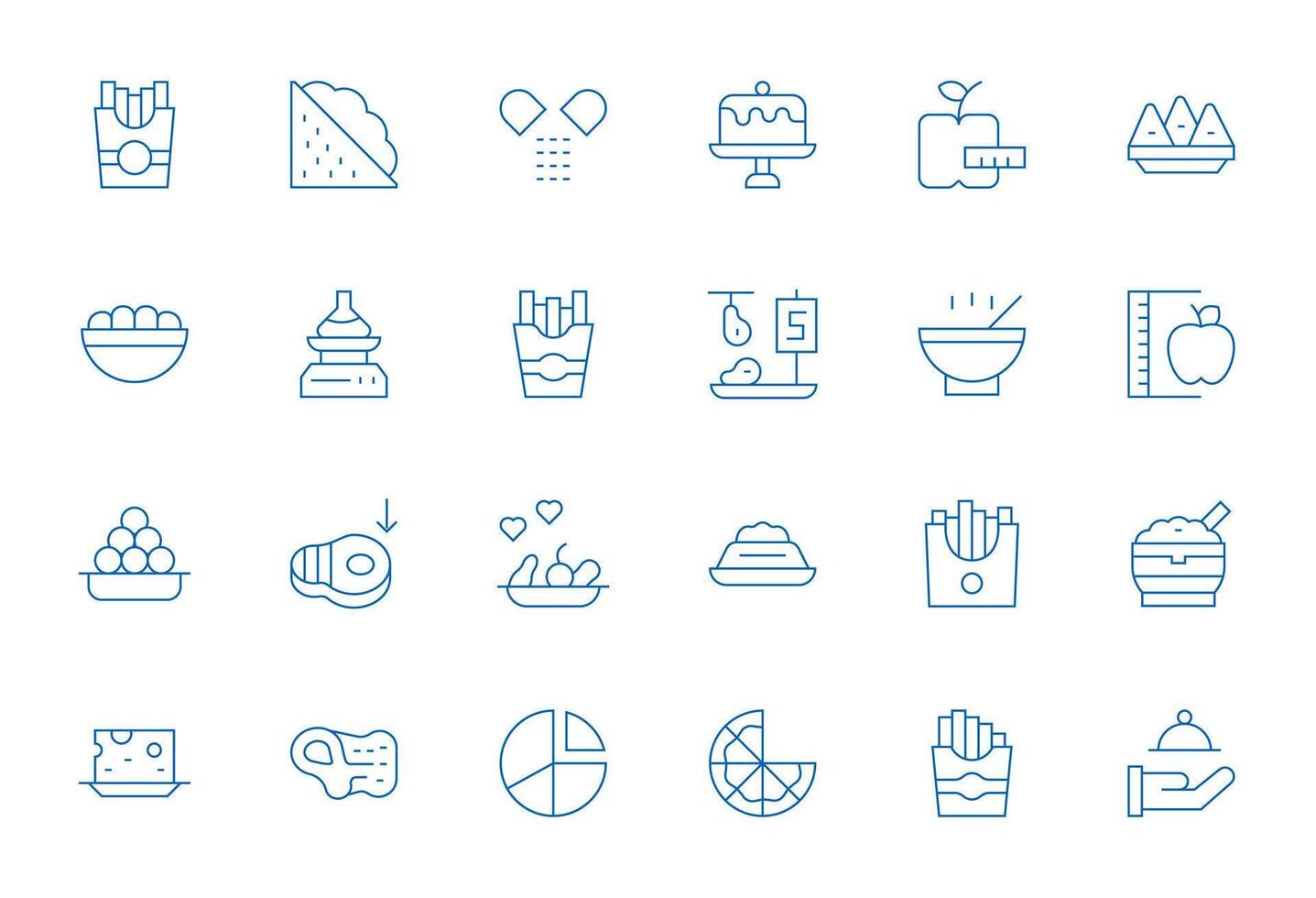 Portion Icon Toolkit featuring 24 Grid Fitted 256x256 Thin Line elements vector