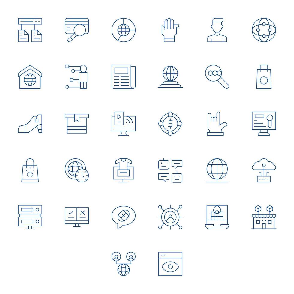 Online Exclusive Set featuring 32 Thin Line Pixel Optimized High Resolution Icons vector