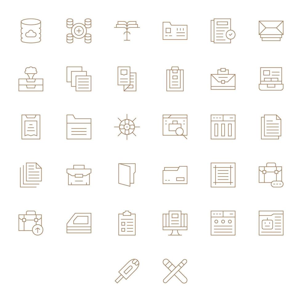 Files Professional Set with 32 Thin Line Detail Enhanced High Resolution Icons vector