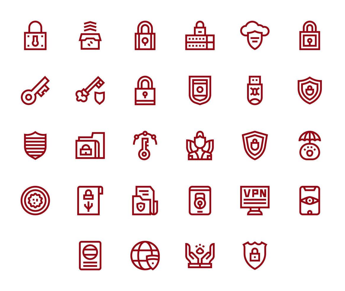Encryption Complete Package with 28 Retina Ready Bold Line Pixel Optimized Icons vector
