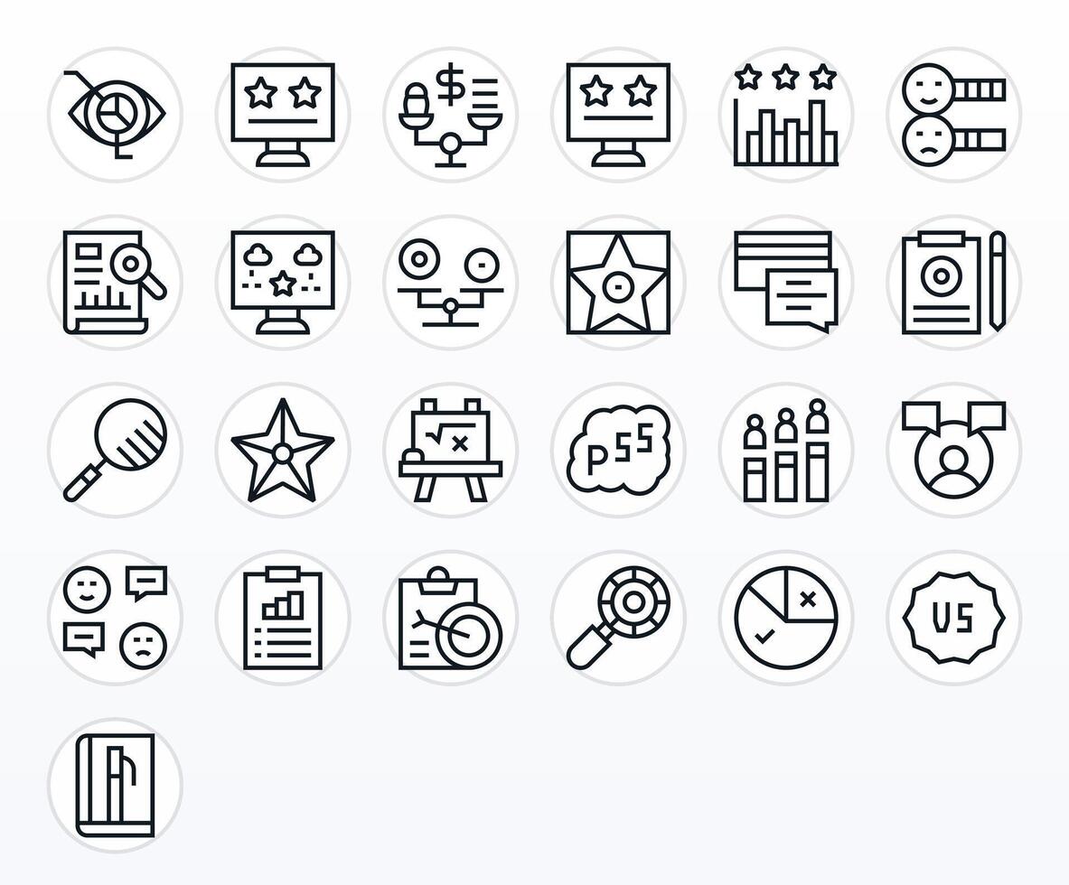 25 Regular Line Pixel Aligned Icons crafted for Evaluation 256x256 applications vector