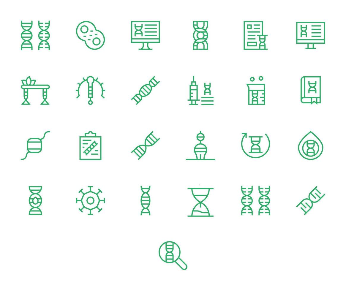 adn moderno colección con 25 regular línea 256x256 píxel optimizado íconos vector