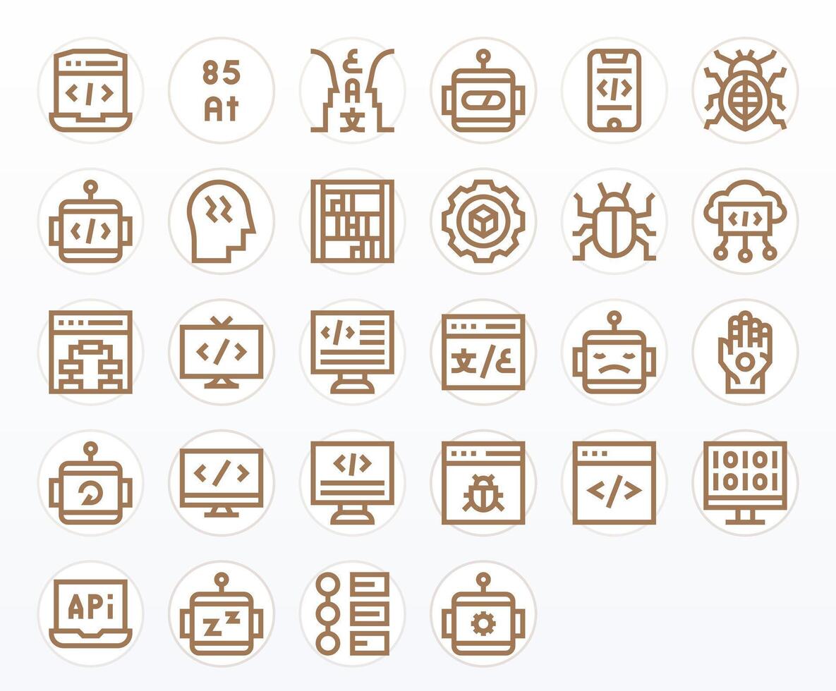 28 Icons for Programming optimized in PIXEL Perfect 64x64 Bold Line resolution vector