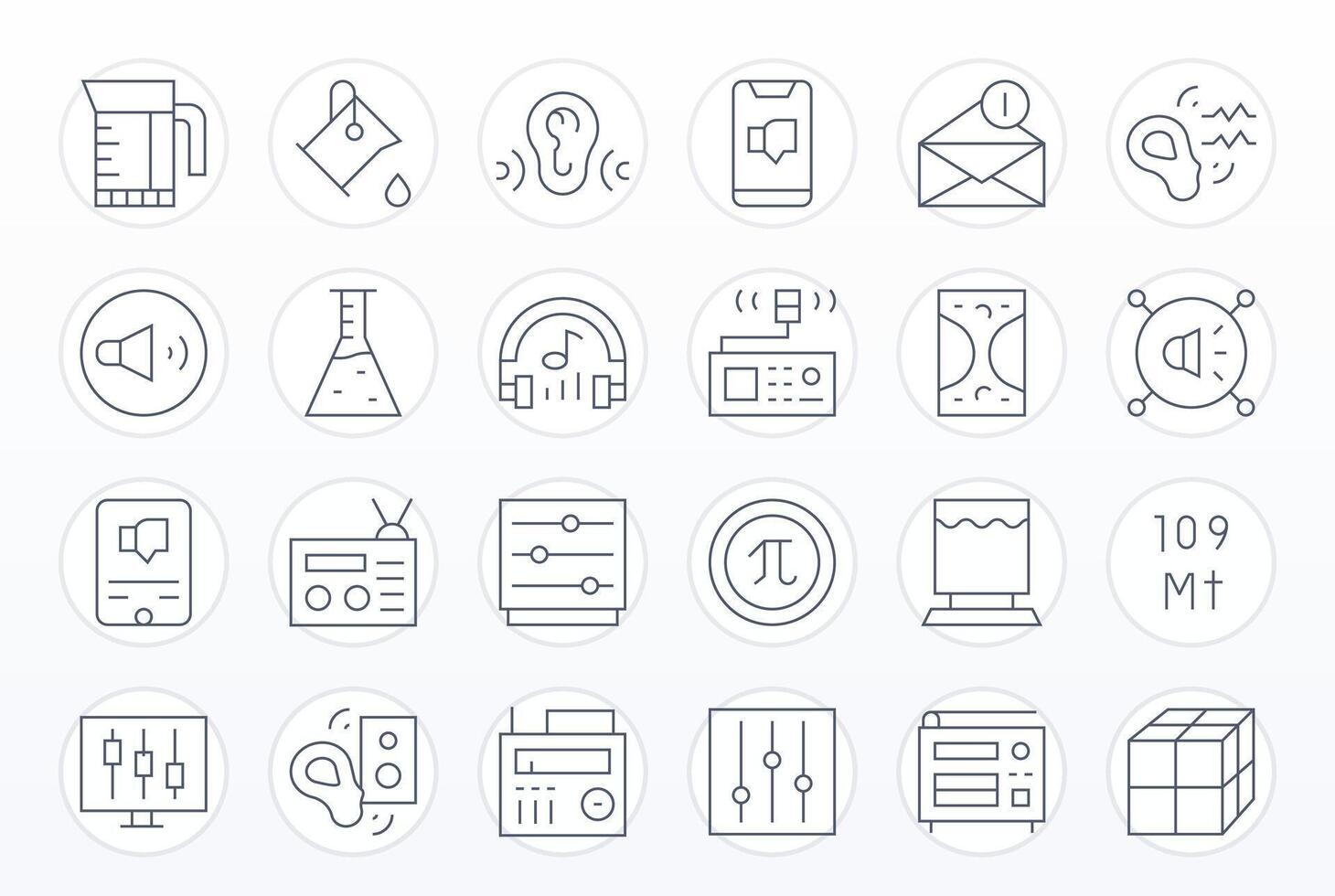 24 128x128 Thin Line Pixel Optimized Icons for Volume Projects vector