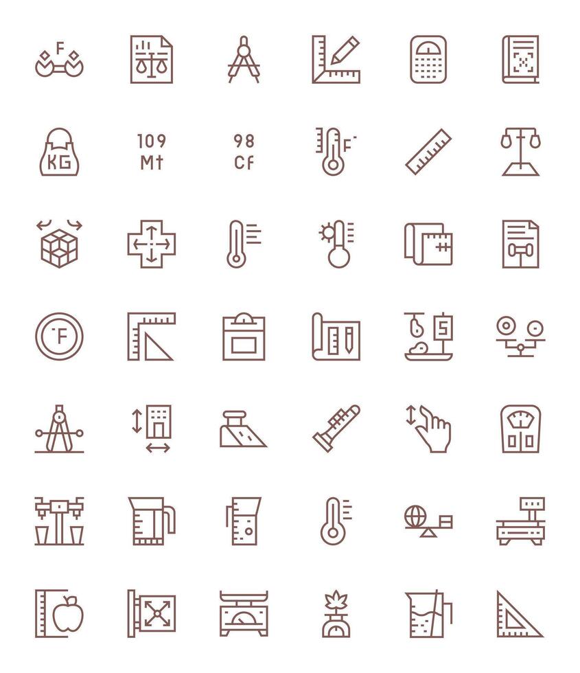 escala icono conjunto con 42 regular línea alto resolución píxel optimizado gráficos vector