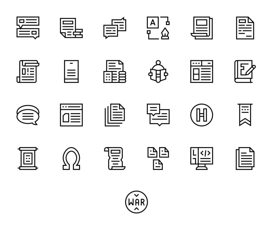 25 Regular Line Detail Enhanced Icons for Text Graphics vector