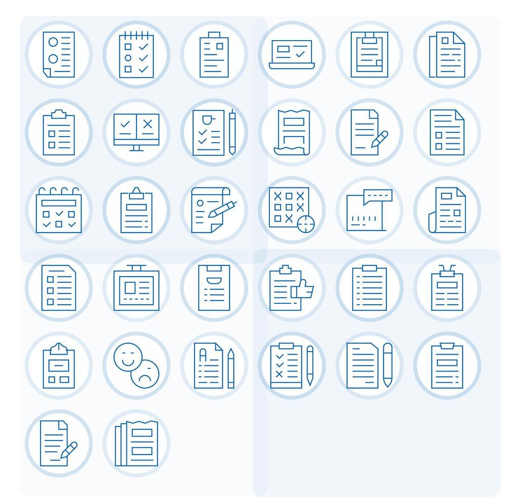 32 Thin Line Icons for Questionnaire in crisp Retina Ready Pixel Aligned resolution vector