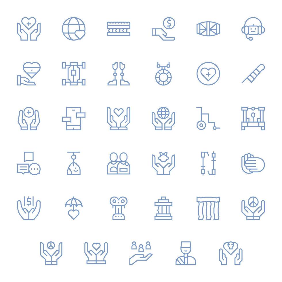 Support System Icon Collection with 35 High Resolution Regular Line Designs vector