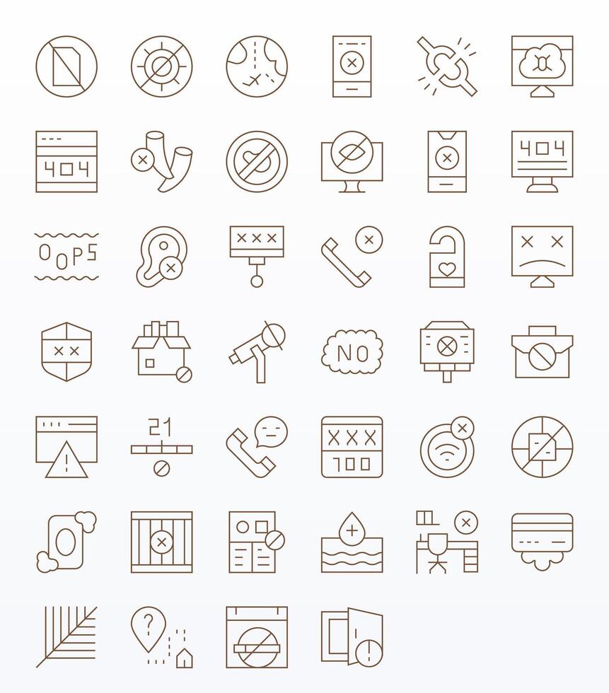40 Pixel Optimized Thin Line Icons designed for Unavailable Interface vector