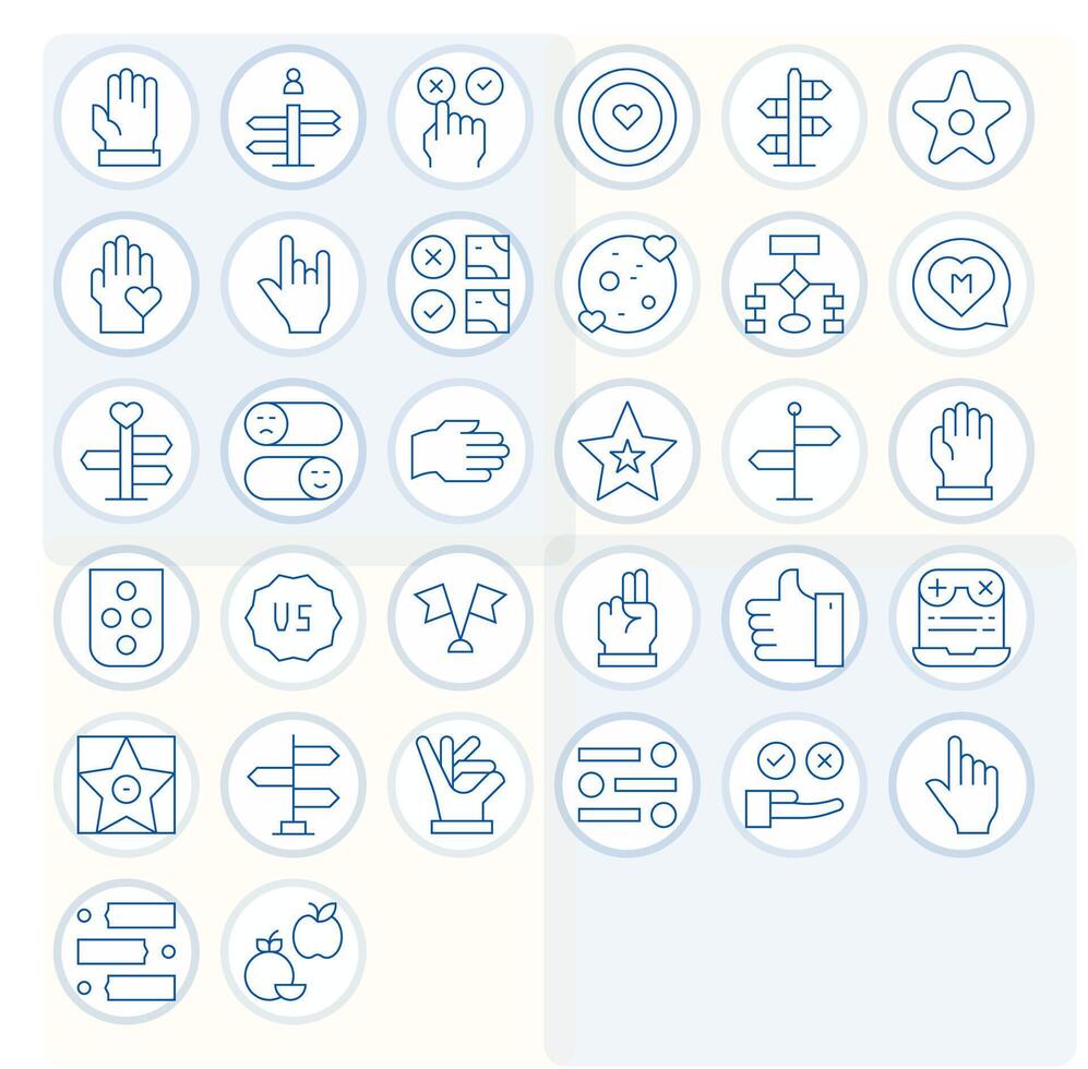32 Pixel Aligned Icons themed around Choice in 128x128 Thin Line format vector
