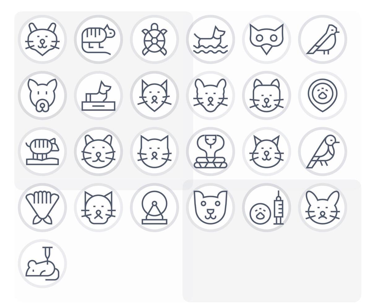 Animal Icon Toolkit featuring 25 Grid Fitted 128x128 Regular Line elements vector