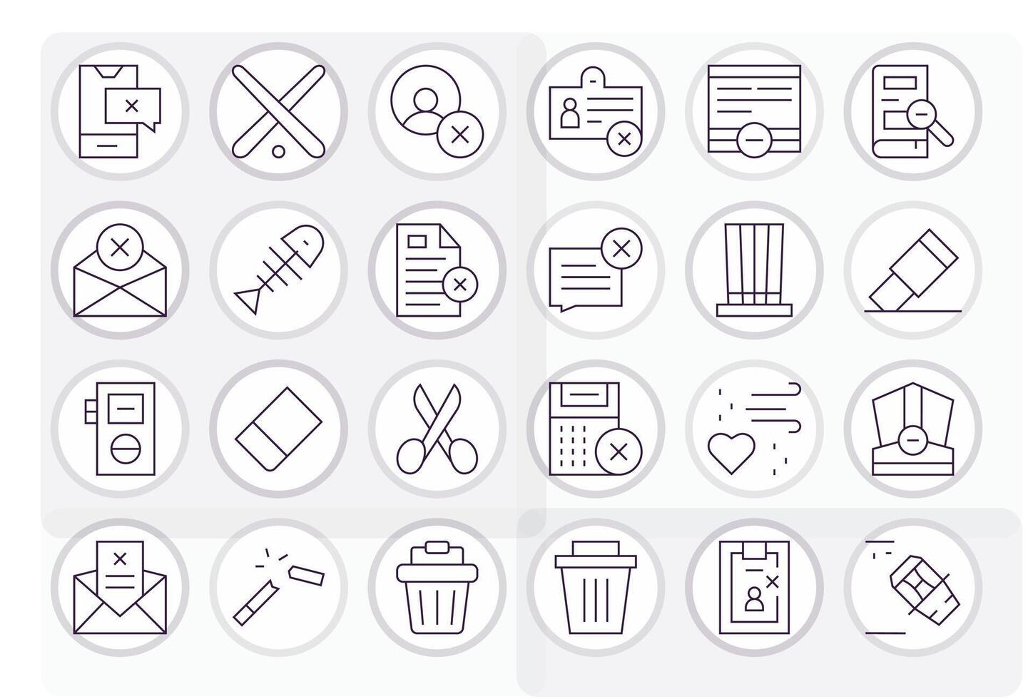 Delete Icon Toolkit featuring 24 Pixel Optimized 128x128 Thin Line elements vector