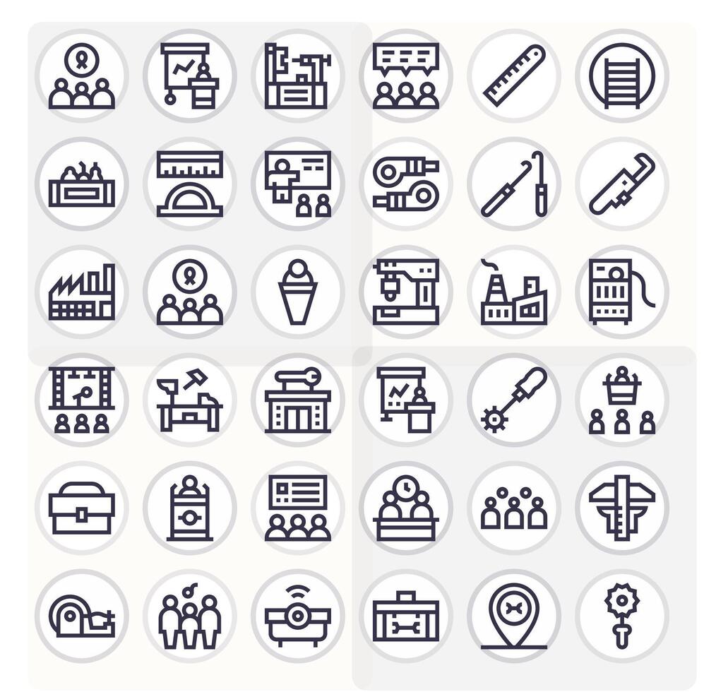 Workshop Comprehensive Bundle with 36 PIXEL Perfect Bold Line 128x128 Icons vector