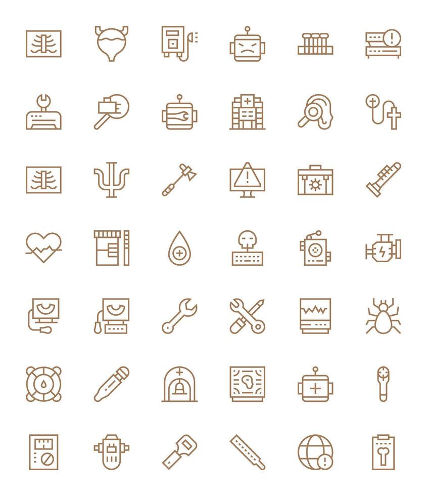 42 Icons for Diagnostic featuring High Resolution Detail Enhanced Regular Line Graphics vector
