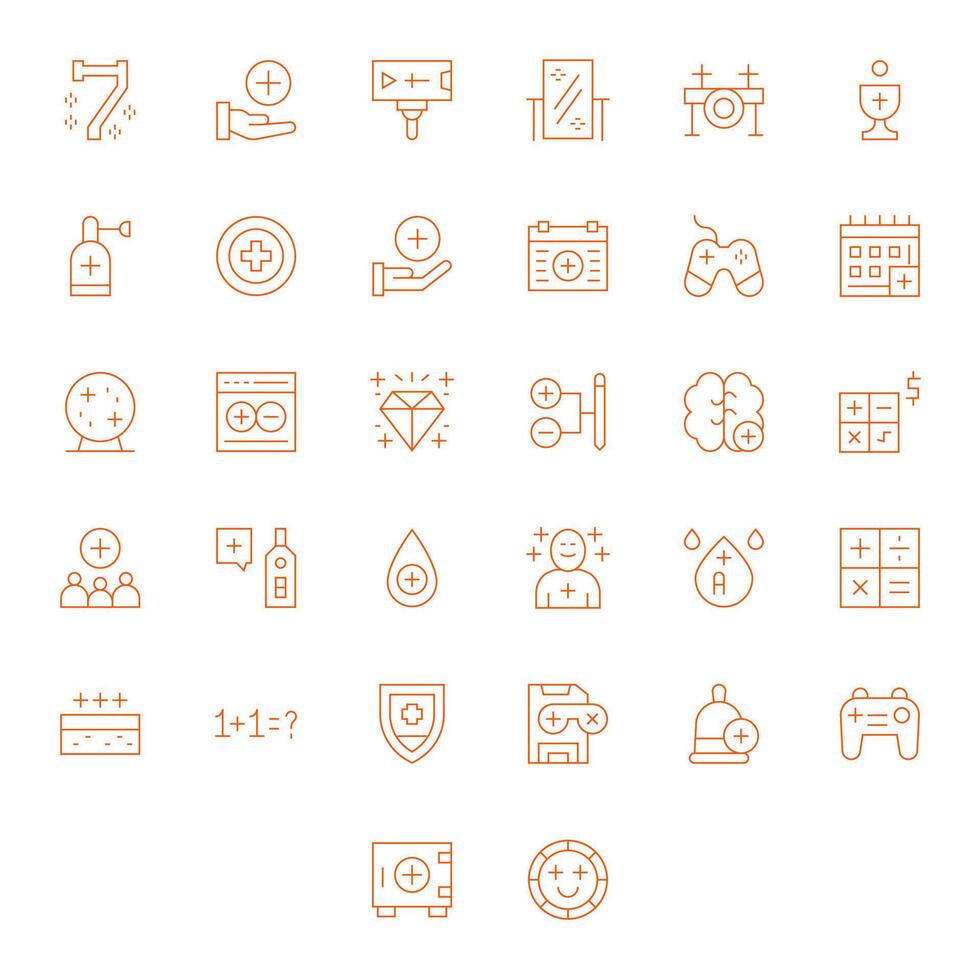 Plus Comprehensive Bundle with 32 Pixel Aligned Thin Line High Resolution Icons vector