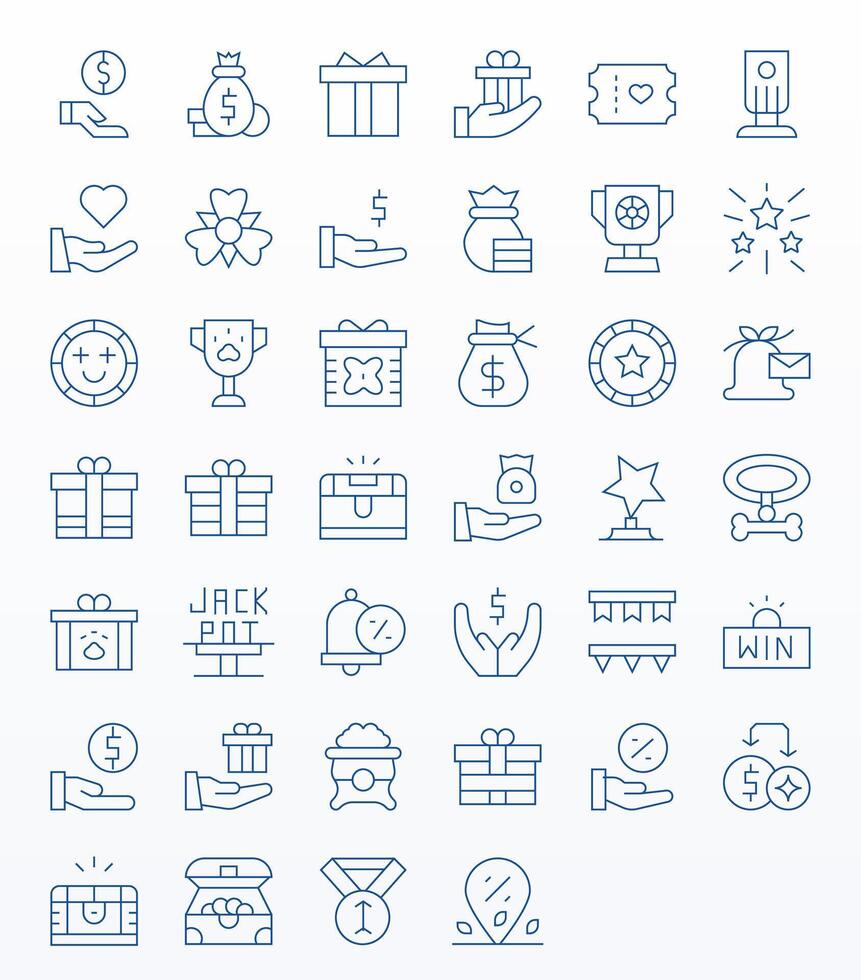 Reward Icon Set with 40 Thin Line Retina Ready Pixel Aligned Graphics vector