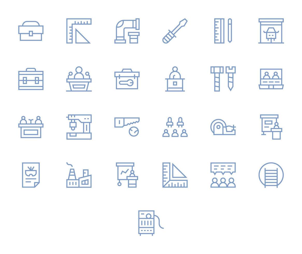 taller esencial conjunto incluso 25 píxel Perfecto regular línea alto resolución íconos vector