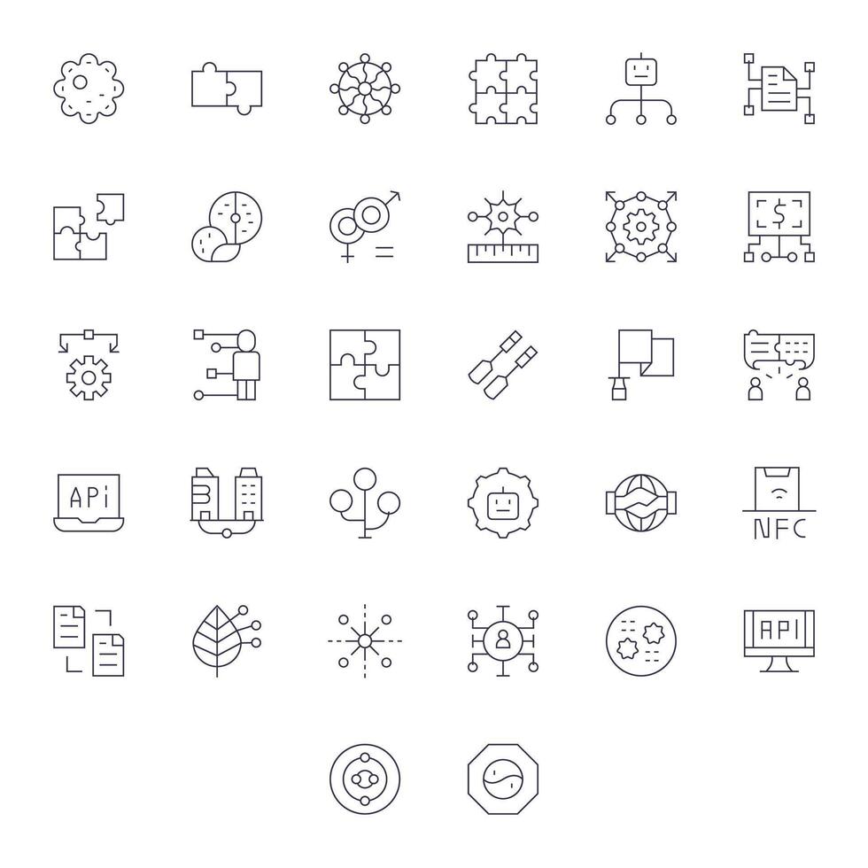 Integration Icon Collection with 32 High Resolution Thin Line Designs vector