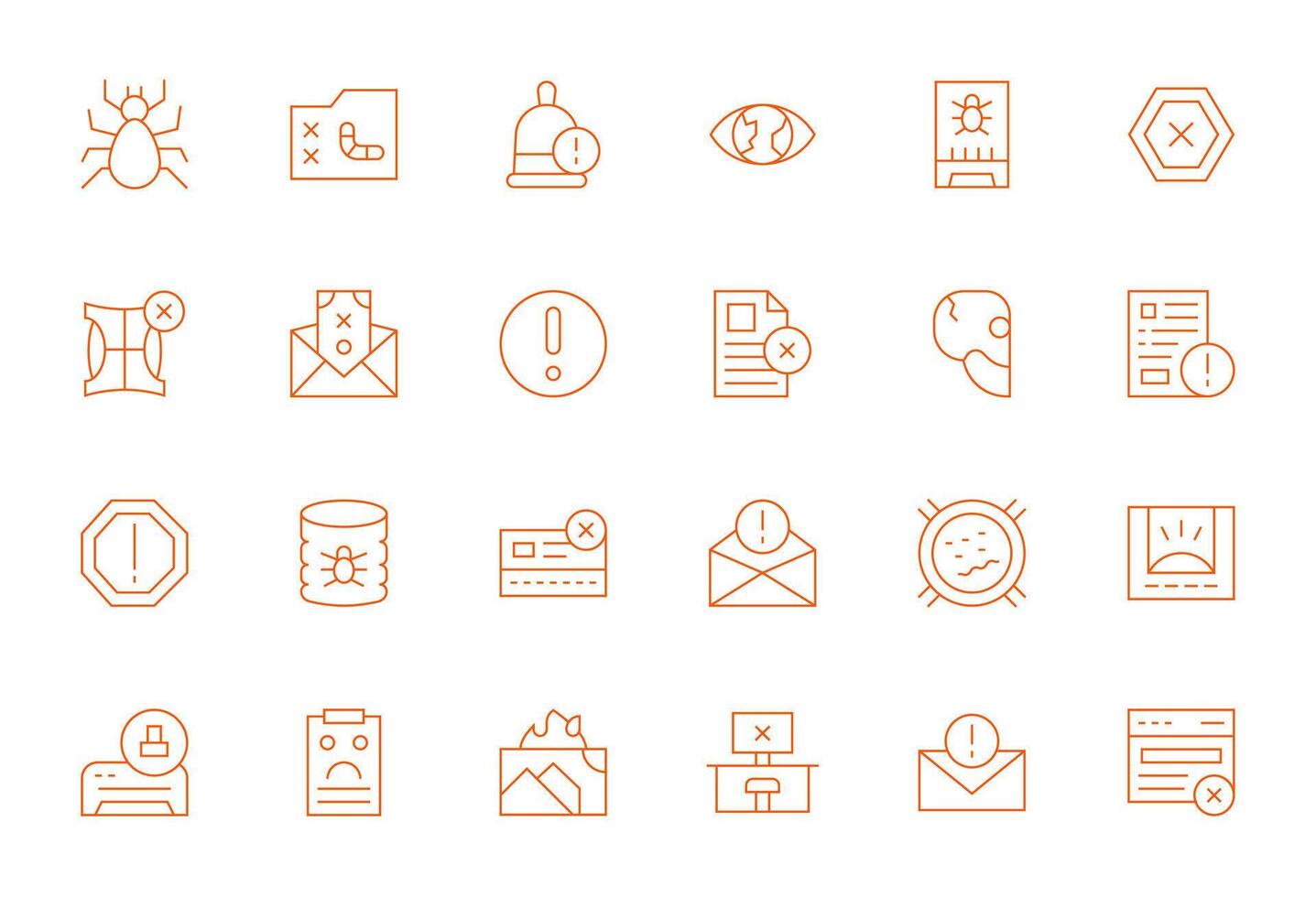 Error Message Icon Arsenal with 24 Retina Ready Thin Line Display Perfect designs vector