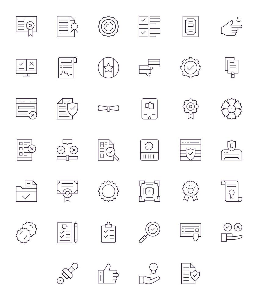 Validation Icon Collection featuring 40 Pixel Optimized 256x256 Thin Line Designs vector