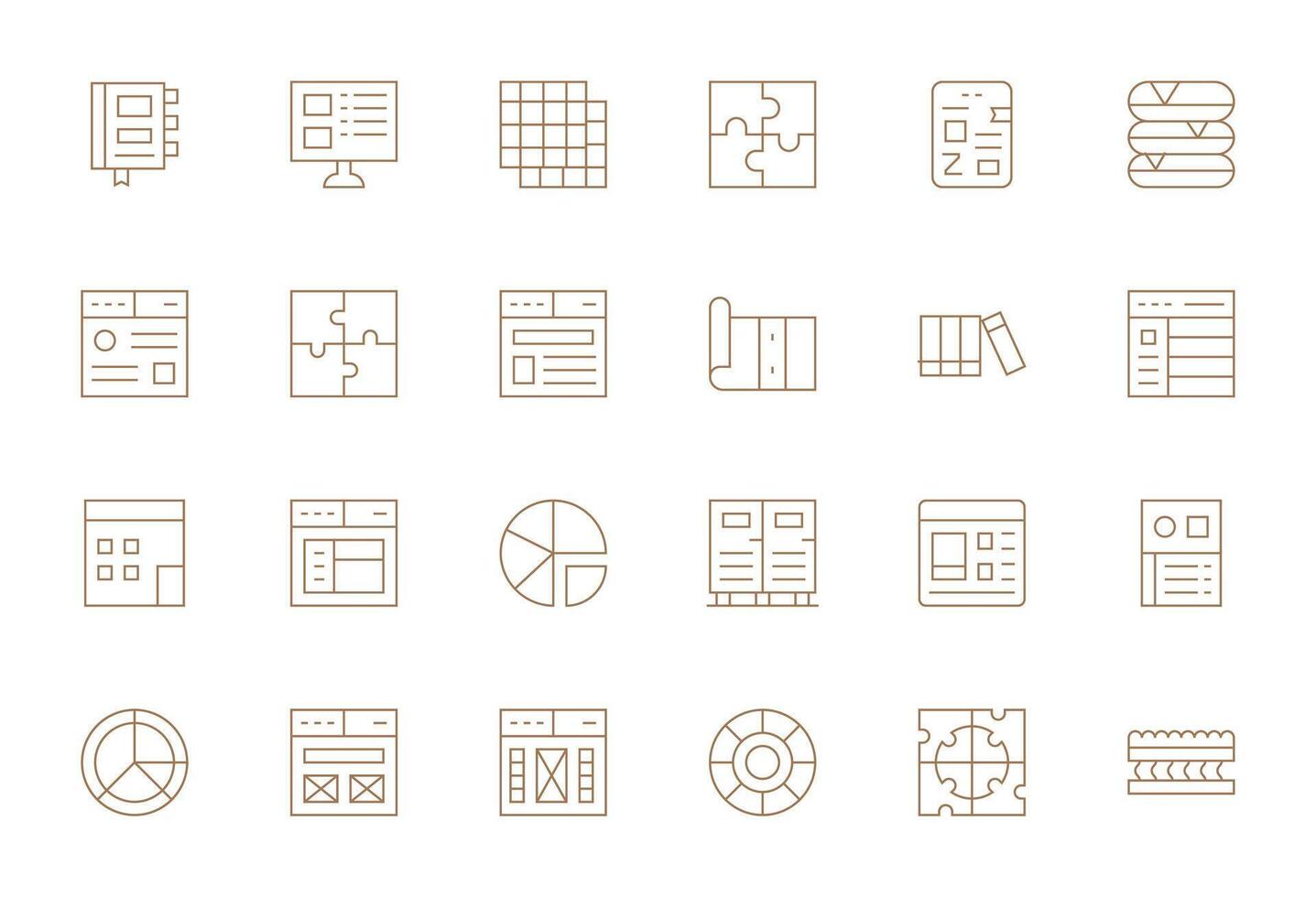 Sections Premium Bundle with 24 High Resolution Editable Thin Line Icons vector