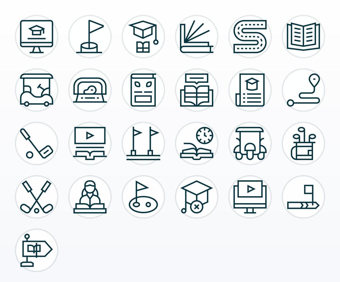 25 Regular Line Icons designed for Course in Retina Ready Grid Fitted format vector
