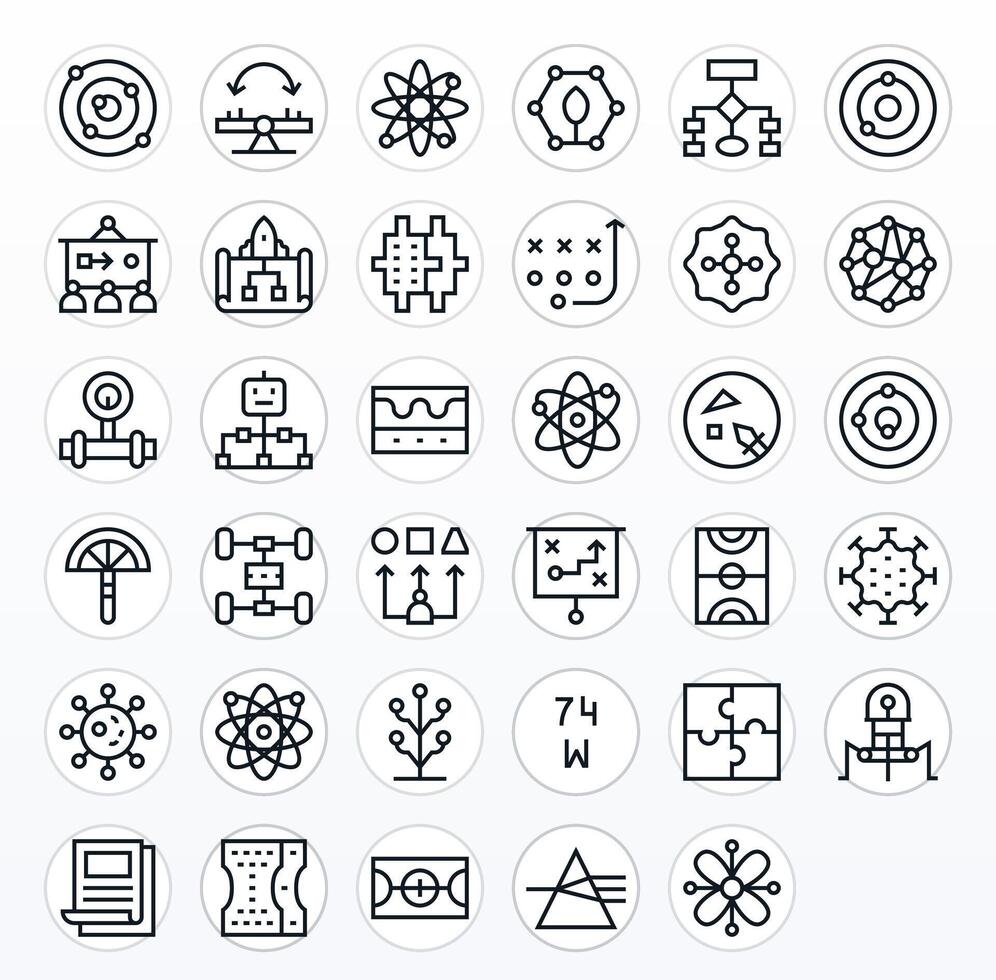 Diagram Icon Toolkit featuring 35 Display Perfect 128x128 Regular Line elements vector