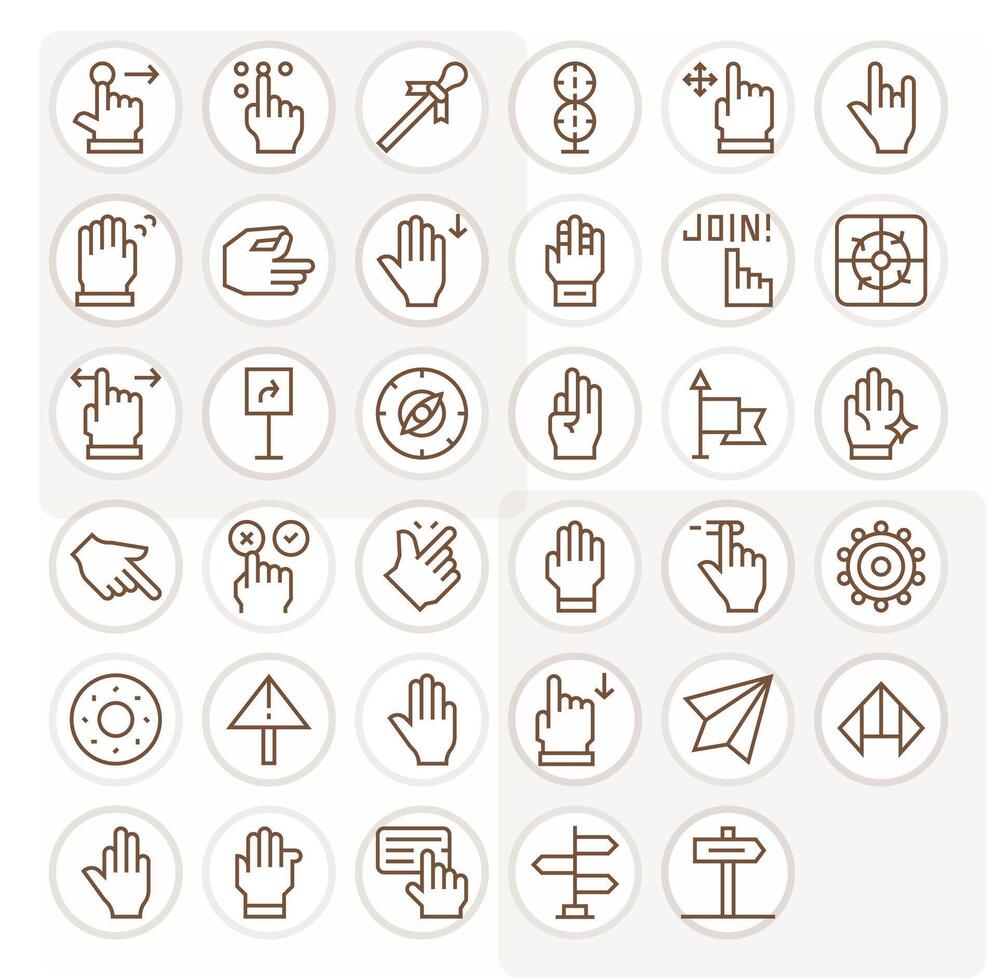 35 Grid Fitted Regular Line Icons from Pointer Collection vector