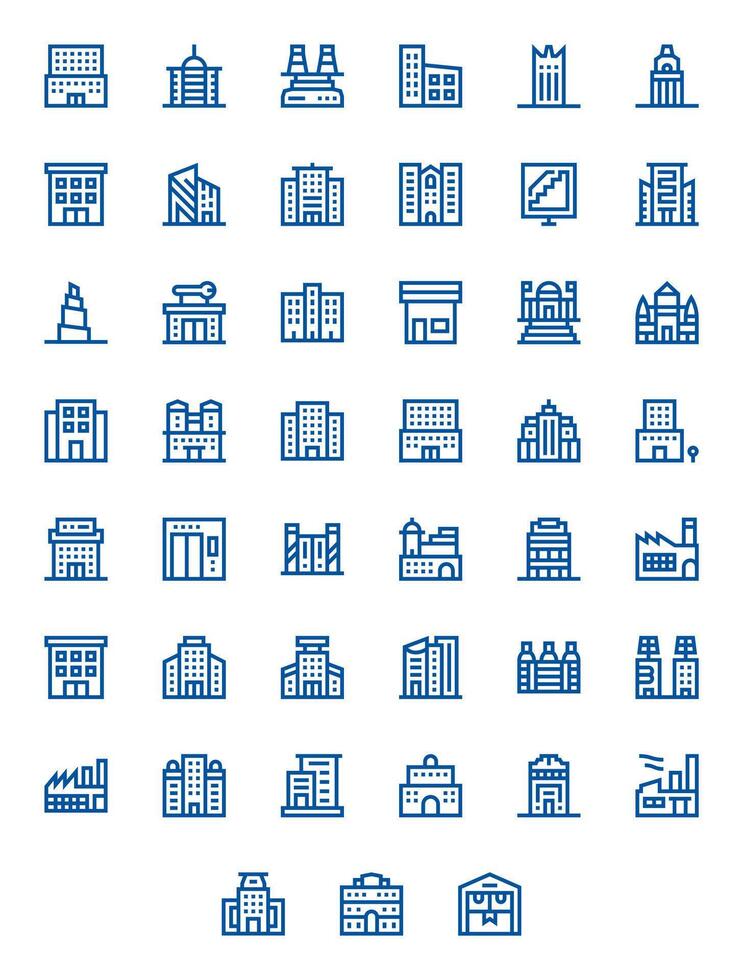 Commercial Building Icon Repository containing 45 Bold Line 256x256 Pixel Optimized graphics vector