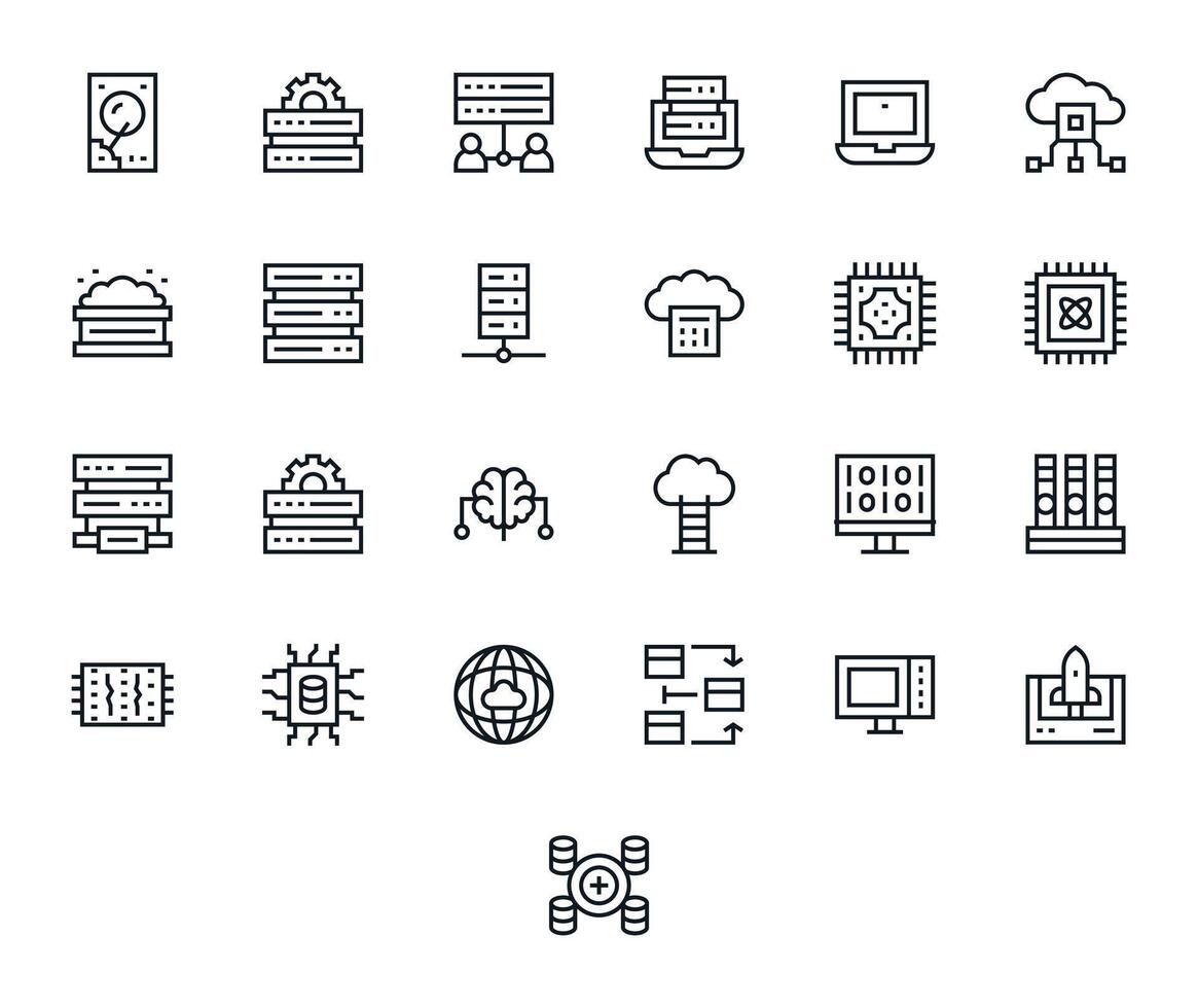 regular línea estilo informática íconos con 25 128x128 píxel optimizado diseños vector