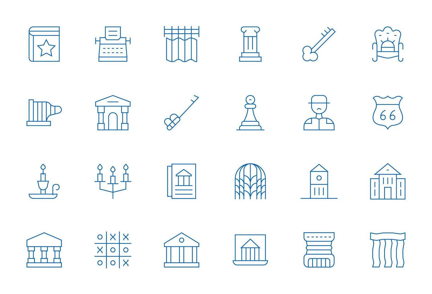 24 íconos para clásico optimizado en píxel optimizado 128x128 Delgado línea resolución vector