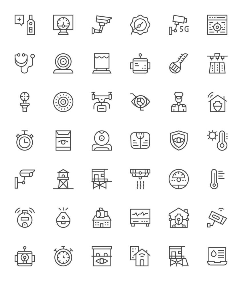 42 Regular Line Icons from Monitoring in Retina Ready Pixel Aligned Quality vector