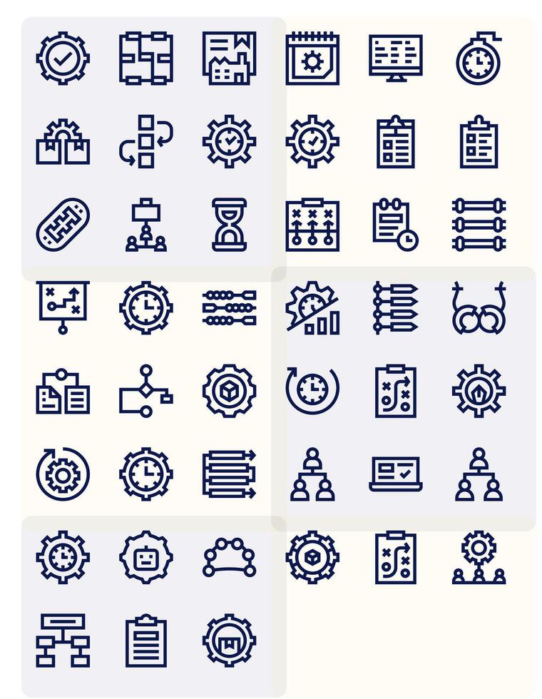 Workflow Complete Package with 45 128x128 Bold Line Display Perfect Icons vector