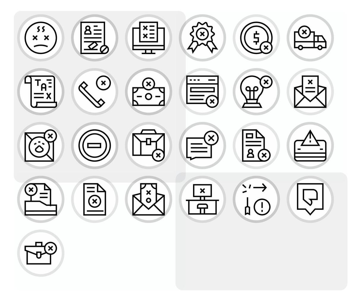 25 256x256 Regular Line Pixel Optimized Icons for Rejected Projects vector