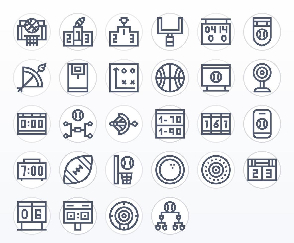 28 Bold Line Pixel Optimized Icons for Scoreboard Graphics vector