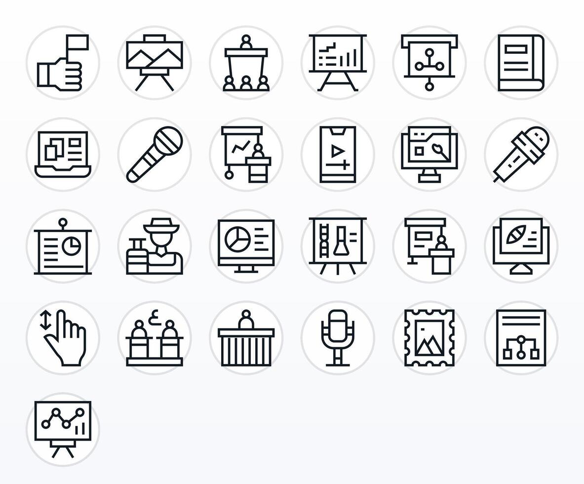 Presentation Modern Collection with 25 Regular Line 256x256 Pixel Optimized Icons vector