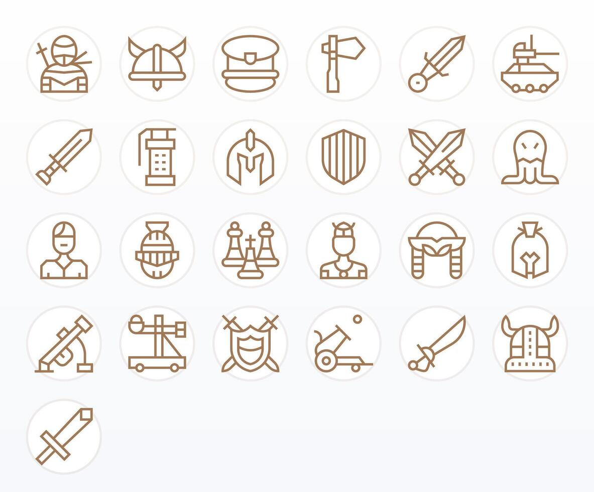 25 alto resolución íconos para batalla en monitor Perfecto regular línea formato vector